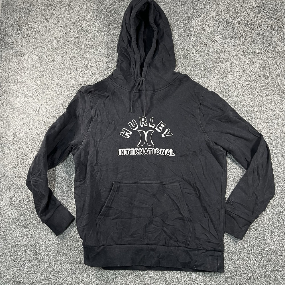 Hurley International Men’s Large Black Pullover Hoodie Spellout Logo